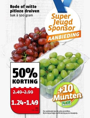 Aanbiedingen Rode of witte pitloze druiven - Huismerk Poiesz - Geldig van 06/03/2017 tot 12/03/2017 bij Poiesz