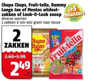Aanbiedingen Chupa chups, fruit-tella, dummy lange jan of mentos uitdeelzakken of look-o-look snoep - Huismerk Poiesz - Geldig van 06/03/2017 tot 12/03/2017 bij Poiesz