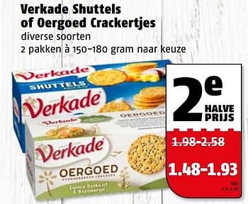 Aanbiedingen Verkade shuttels of oergoed crackertjes - Verkade - Geldig van 06/03/2017 tot 12/03/2017 bij Poiesz