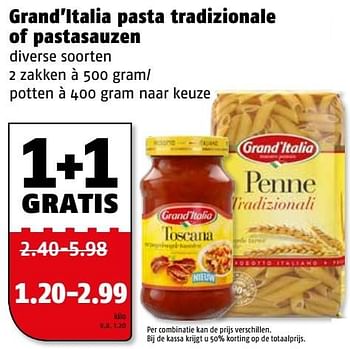 Aanbiedingen Grand`italia pasta tradizionale of pastasauzen - grand’italia - Geldig van 06/03/2017 tot 12/03/2017 bij Poiesz