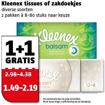 Aanbiedingen Kleenex tissues of zakdoekjes - Kleenex - Geldig van 06/03/2017 tot 12/03/2017 bij Poiesz