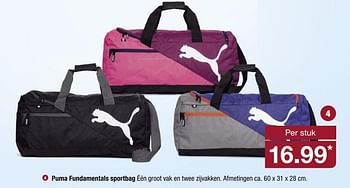 Aanbiedingen Puma fundamentals sportbag - Puma - Geldig van 06/03/2017 tot 12/03/2017 bij Aldi