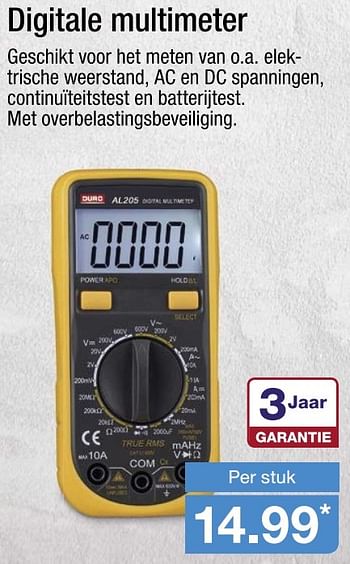 Aanbiedingen Digitale multimeter - Duro - Geldig van 06/03/2017 tot 12/03/2017 bij Aldi