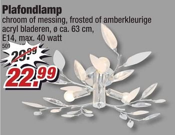 Aanbiedingen Plafondlamp chroom of messing, frosted of amberkleurige acryl bladeren - Huismerk - Poco - Geldig van 06/03/2017 tot 12/03/2017 bij Poco