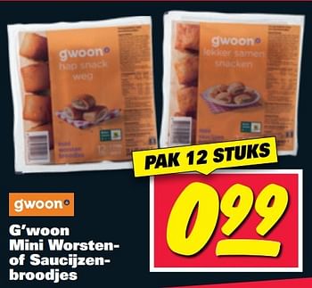 Aanbiedingen G`woon mini worstenof saucijzenbroodjes - Gâ€™woon - Geldig van 06/03/2017 tot 12/03/2017 bij Nettorama
