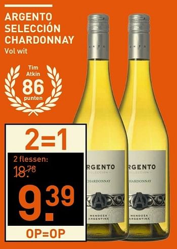Aanbiedingen Argento seleccion chardonnay vol wit - Witte wijnen - Geldig van 06/03/2017 tot 12/03/2017 bij Gall & Gall