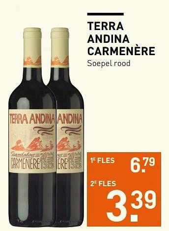 Aanbiedingen Terra andina carmenère soepel rood - Rode wijnen - Geldig van 06/03/2017 tot 12/03/2017 bij Gall & Gall