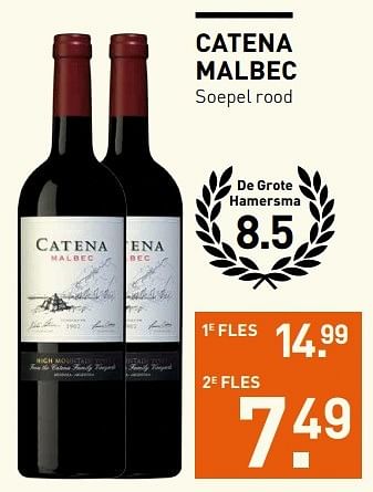 Aanbiedingen Catena malbec soepel rood - Rode wijnen - Geldig van 06/03/2017 tot 12/03/2017 bij Gall & Gall