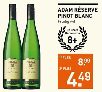 Aanbiedingen Adam réserve pinot blanc fruitig wit - Witte wijnen - Geldig van 06/03/2017 tot 12/03/2017 bij Gall & Gall