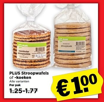 Aanbiedingen Plus stroopwafels of koeken - Huismerk - Plus - Geldig van 12/03/2017 tot 18/03/2017 bij Plus