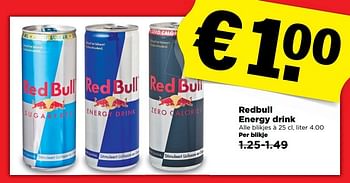 Aanbiedingen Redbull energy drink - Red Bull - Geldig van 12/03/2017 tot 18/03/2017 bij Plus