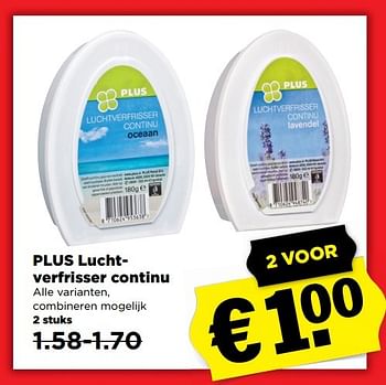 Aanbiedingen Plus luchtverfrisser continu - Huismerk - Plus - Geldig van 12/03/2017 tot 18/03/2017 bij Plus