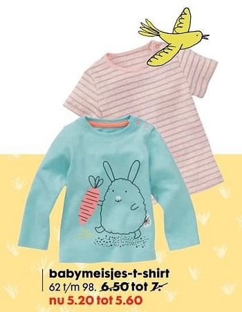 Aanbiedingen Babymeisjes-t-shirt - Huismerk - Hema - Geldig van 06/03/2017 tot 19/03/2017 bij Hema