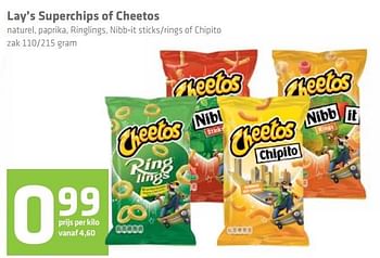 Aanbiedingen Lay`s superchips of cheetos - Lay's - Geldig van 09/03/2017 tot 15/03/2017 bij Attent