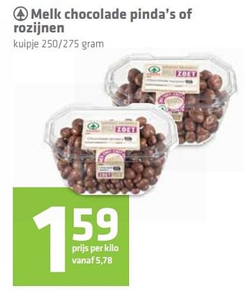 Aanbiedingen Melk chocolade pinda`s of rozijnen - Spar - Geldig van 09/03/2017 tot 15/03/2017 bij Attent