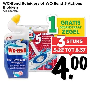 Aanbiedingen Wc-eend reinigers of wc-eend 5 actions blokken - WC Eend - Geldig van 12/03/2017 tot 18/03/2017 bij Vomar