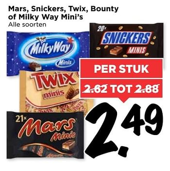 Aanbiedingen Mars, snickers, twix, bounty of milky way mini`s - Mars Snacks - Geldig van 12/03/2017 tot 18/03/2017 bij Vomar