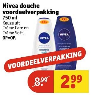 Aanbiedingen Nivea douche voordeelverpakking 750 ml - Nivea - Geldig van 14/03/2017 tot 19/03/2017 bij Kruidvat