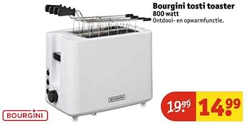 Aanbiedingen Bourgini tosti toaster 800 watt - Bourgini - Geldig van 14/03/2017 tot 19/03/2017 bij Kruidvat