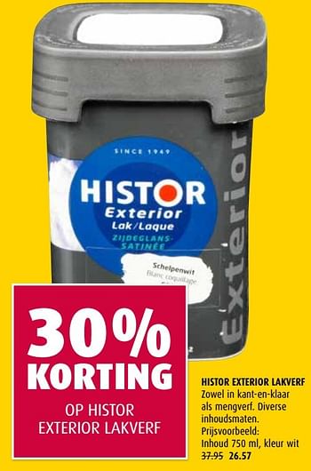 Aanbiedingen Histor exterior lakverf - Histor - Geldig van 06/03/2017 tot 19/03/2017 bij Hubo