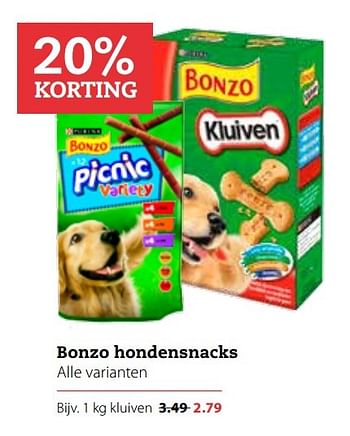 Aanbiedingen Bonzo hondensnacks - Bonzo - Geldig van 06/03/2017 tot 19/03/2017 bij Pets Place