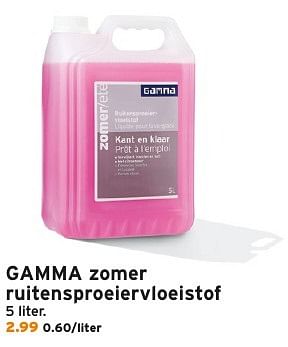 Aanbiedingen Gamma zomer ruitensproeiervloeistof - Huismerk - Gamma - Geldig van 06/03/2017 tot 19/03/2017 bij Gamma