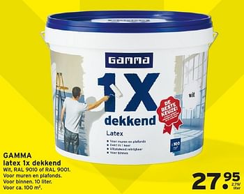 Aanbiedingen Gamma latex 1x dekkend - Huismerk - Gamma - Geldig van 06/03/2017 tot 19/03/2017 bij Gamma