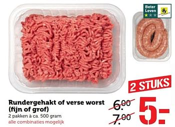 Aanbiedingen Rundergehakt of verse worst - Huismerk - Coop - Geldig van 13/03/2017 tot 19/03/2017 bij Coop