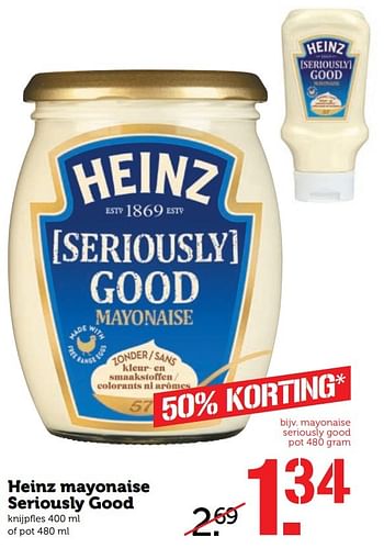 Aanbiedingen Heinz mayonaise seriously good - Heinz - Geldig van 13/03/2017 tot 19/03/2017 bij Coop