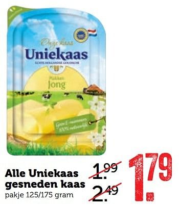 Aanbiedingen Alle uniekaas gesneden kaas - Uniekaas - Geldig van 13/03/2017 tot 19/03/2017 bij Coop