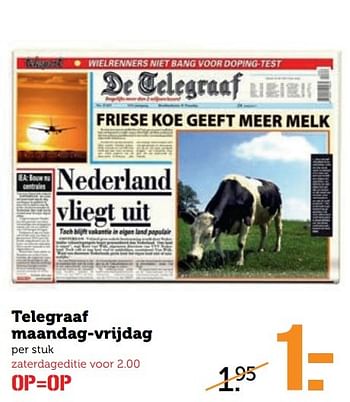 Aanbiedingen Telegraaf maandag-vrijdag - Huismerk - Coop - Geldig van 13/03/2017 tot 19/03/2017 bij Coop