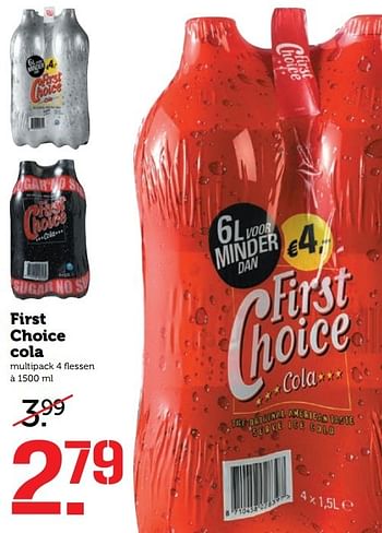 Aanbiedingen First choice cola - First choice - Geldig van 13/03/2017 tot 19/03/2017 bij Coop