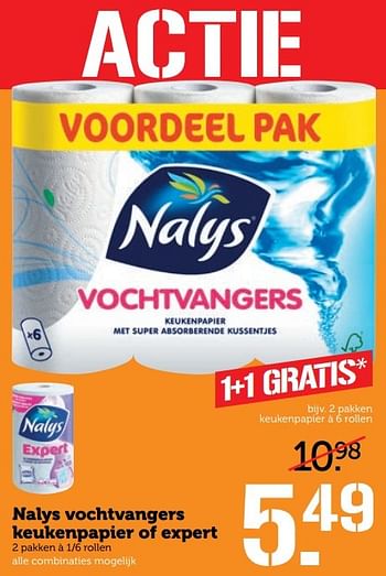 Aanbiedingen Nalys vochtvangers keukenpapier of expert - Nalys - Geldig van 13/03/2017 tot 19/03/2017 bij Coop