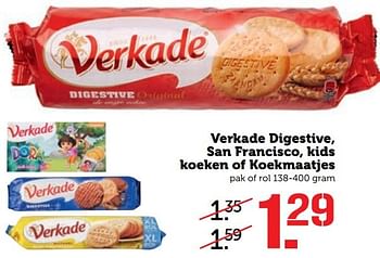 Aanbiedingen Verkade digestive, san francisco, kids koeken of koekmaatjes - Verkade - Geldig van 13/03/2017 tot 19/03/2017 bij Coop