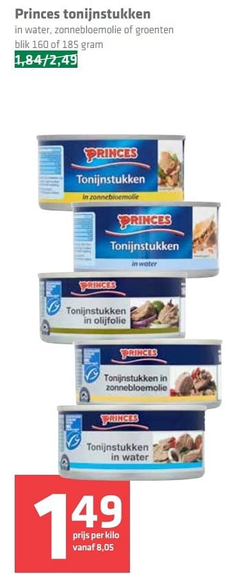 Aanbiedingen Princes tonijnstukken - Princes - Geldig van 09/03/2017 tot 15/03/2017 bij Spar