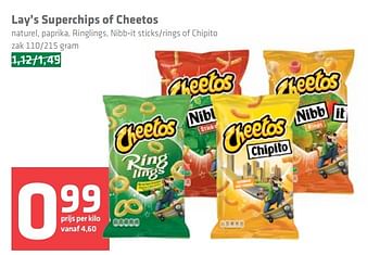 Aanbiedingen Lay`s superchips of cheetos - Lay's - Geldig van 09/03/2017 tot 15/03/2017 bij Spar