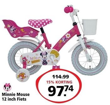 Aanbiedingen Minnie mouse 12 inch fiets - Disney - Geldig van 06/03/2017 tot 19/03/2017 bij Intertoys