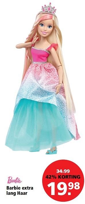 Aanbiedingen Barbie extra lang haar - Mattel - Geldig van 06/03/2017 tot 19/03/2017 bij Intertoys