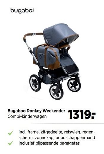 Aanbiedingen Bugaboo donkey weekender combi-kinderwagen - Bugaboo - Geldig van 24/02/2017 tot 20/03/2017 bij Babypark