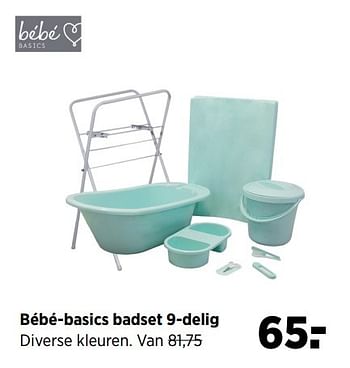 Aanbiedingen Bébé-basics badset 9-delig - BÃ©bÃ© Basics - Geldig van 24/02/2017 tot 20/03/2017 bij Babypark