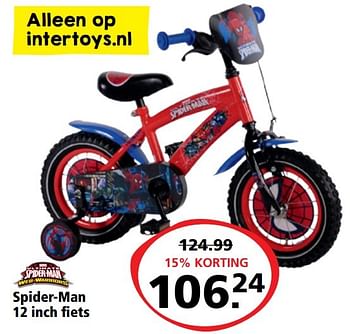 Aanbiedingen Spider-man 12 inch fiets - Spider-man - Geldig van 06/03/2017 tot 19/03/2017 bij Intertoys