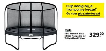 Aanbiedingen Salta premium black edition trampoline met veiligheidsnet - Salta - Geldig van 06/03/2017 tot 19/03/2017 bij Intertoys