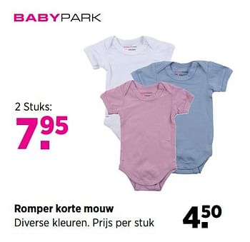 Aanbiedingen Romper korte mouw - Huismerk - Babypark - Geldig van 24/02/2017 tot 20/03/2017 bij Babypark