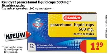 Aanbiedingen Kruidvat paracetamol liquid caps - Huismerk - Kruidvat - Geldig van 07/03/2017 tot 19/03/2017 bij Kruidvat