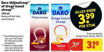 Aanbiedingen Daro thijmsiroop of droge hoest siroop - Daro - Geldig van 07/03/2017 tot 19/03/2017 bij Kruidvat