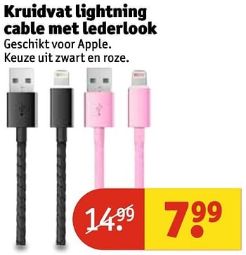 Aanbiedingen Kruidvat lightning cable met lederlook - Huismerk - Kruidvat - Geldig van 07/03/2017 tot 19/03/2017 bij Kruidvat