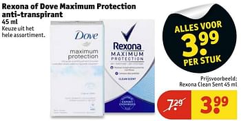 Aanbiedingen Rexona of dove maximum protection anti-transpirant - Dove - Geldig van 07/03/2017 tot 19/03/2017 bij Kruidvat