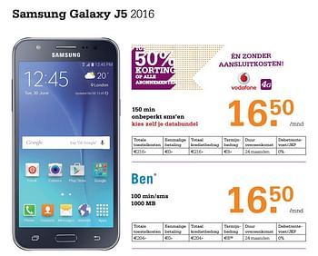 Aanbiedingen Samsung galaxy j5 2016 - Samsung - Geldig van 08/03/2017 tot 31/03/2017 bij Telecombinatie