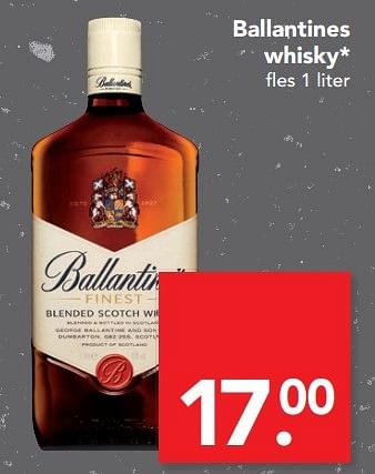 Aanbiedingen Ballantines whisky - Ballantine's - Geldig van 12/03/2017 tot 18/03/2017 bij Deen Supermarkten