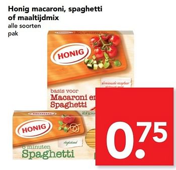 Aanbiedingen Honig macaroni, spaghetti of maaltijdmix - Honig - Geldig van 12/03/2017 tot 18/03/2017 bij Deen Supermarkten